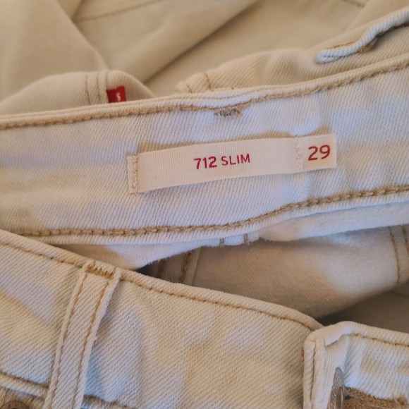 Womens Levis 712 Stonewashed Distressed Denim Blue Jeans Red Tab Slim Fit Sz 29 - Picture 2 of 4